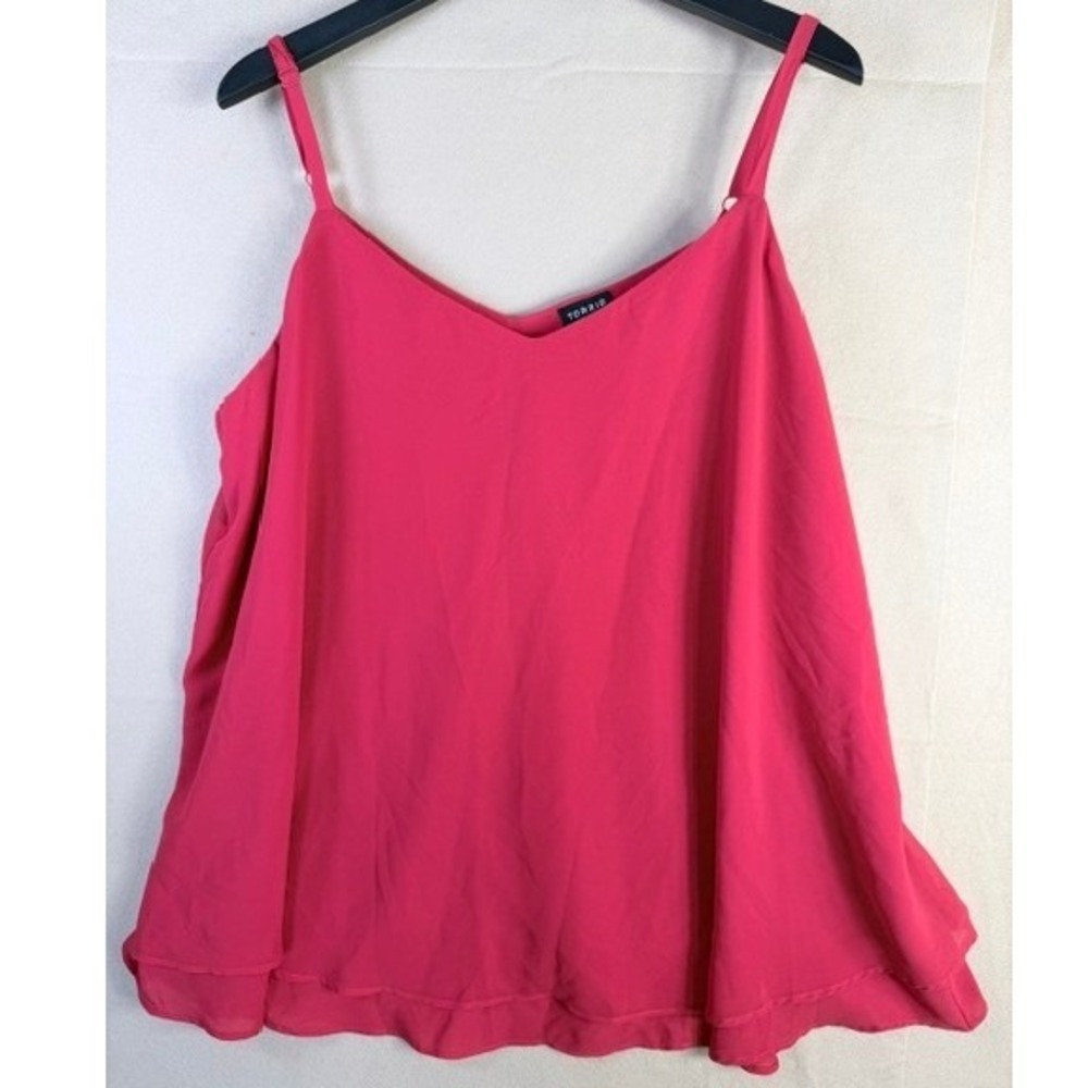 Torrid Red Double Layer Chiffon Cami Tank Top Size 2 Adjustable Straps
